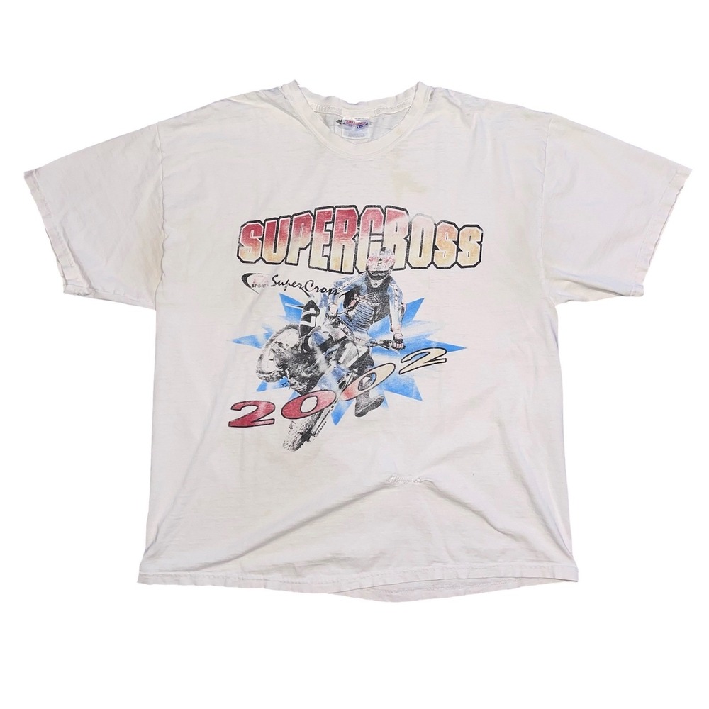 Vintage 2002 Supercross T Shirt Travis Pastrana Hanes Motocross XL Thrashed